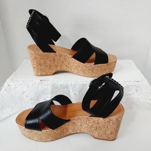 🤍NEW! Dolce Vita "Linda" black open toe wedge Heels w/ankle strap Size 8.5